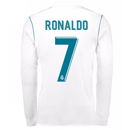 Levné Real Madrid Cristiano Ronaldo 7 Domácí Fotbalové dresy 2017-2018 Dlouhý Rukáv