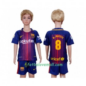 Levné FC Barcelona Andres Iniesta 8 Dětské Domácí Fotbalové dresy 2017-2018 Krátký Rukáv