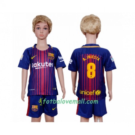 Levné FC Barcelona Andres Iniesta 8 Dětské Domácí Fotbalové dresy 2017-2018 Krátký Rukáv