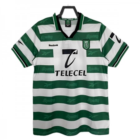 Levné Sporting CP 1999-2000 Domácí Fotbalové dresy Krátký Rukáv