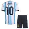 Levné Argentina Messi 10 Dětské Domácí Fotbalové dresy Mistrovství Světa 2026 Krátký Rukáv