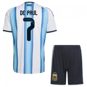 Levné Argentina De Paul 7 Dětské Domácí Fotbalové dresy MS 2026 Krátký Rukáv