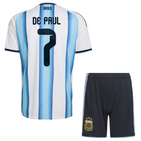 Levné Argentina De Paul 7 Dětské Domácí Fotbalové dresy MS 2026 Krátký Rukáv