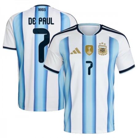 Levné Argentina De Paul 7 Domácí Fotbalové dresy MS 2026 Krátký Rukáv