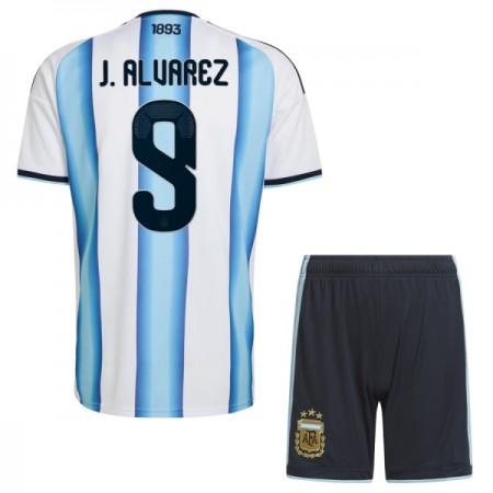 Levné Argentina J. Alvarez 9 Dětské Domácí Fotbalové dresy MS 2026 Krátký Rukáv
