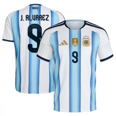Levné Argentina J. Alvarez 9 Domácí Fotbalové dresy MS 2026 Krátký Rukáv