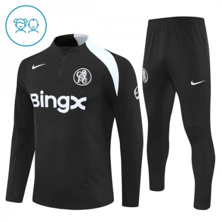 Chelsea Tréninkový Mikina Dětské Čtvrt Zip Černá 2025-26