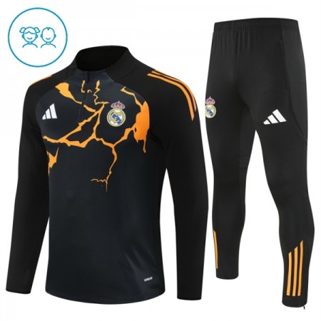 Real Madrid Tréninkový Mikina Dětské Čtvrt Zip Černá 2025-26