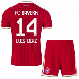 Levné FC Bayern Mnichov Luis Diaz 14 Dětské Domácí Fotbalové dresy 2026-27 Krátký Rukáv