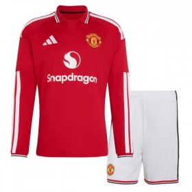 Levné Manchester United Dětské Domácí Fotbalové dresy 2026-27 Dlouhý Rukáv