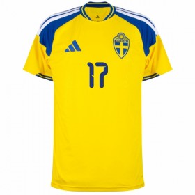 Levné Švédsko Gyokeres 17 Domácí Fotbalové dresy MS 2026 Krátký Rukáv