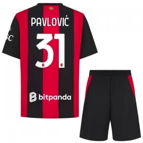 Levné AC Milán Pavlovic 31 Dětské Domácí Fotbalové dresy 2026-27 Krátký Rukáv