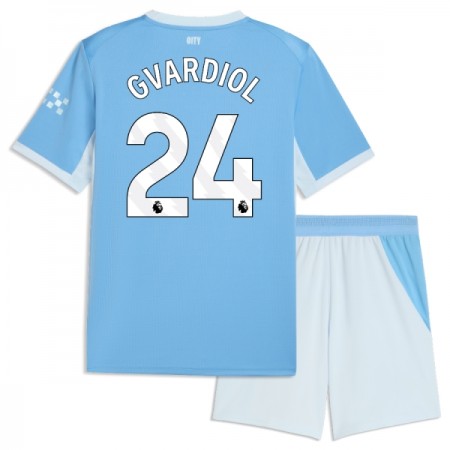 Levné Manchester City Gvardiol 24 Dětské Domácí Fotbalové dresy 2026-27 Krátký Rukáv