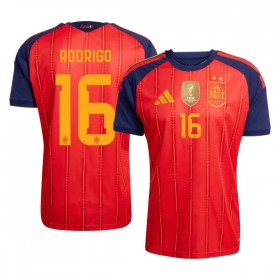 Levné Španělsko 2 Stars Rodrigo 16 Domácí Fotbalové dresy MS 2026 Krátký Rukáv