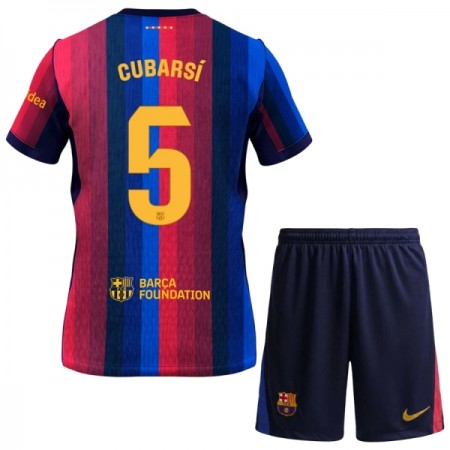 Levné FC Barcelona Cubarsi 5 Dětské Domácí Fotbalové dresy 2026-27 Krátký Rukáv