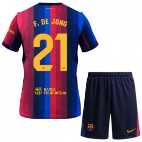 Levné FC Barcelona F. De Jong 21 Dětské Domácí Fotbalové dresy 2026-27 Krátký Rukáv