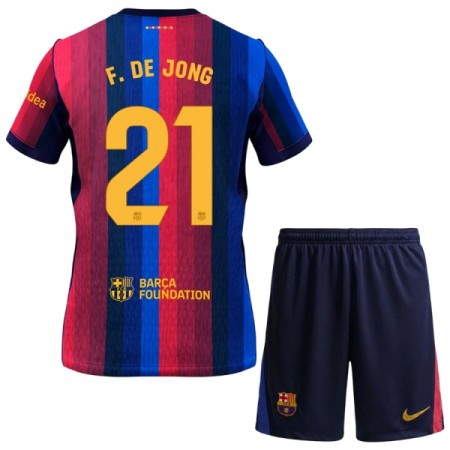 Levné FC Barcelona F. De Jong 21 Dětské Domácí Fotbalové dresy 2026-27 Krátký Rukáv Levné FC Barcelona F. De Jong 21 Dětské Domácí Fotbalové dresy 2026-27 Krátký Rukáv