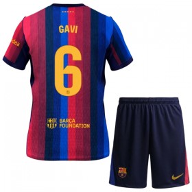 Levné FC Barcelona Gavi 6 Dětské Domácí Fotbalové dresy 2026-27 Krátký Rukáv