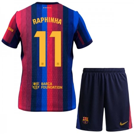 Levné FC Barcelona Raphinha 11 Dětské Domácí Fotbalové dresy 2026-27 Krátký Rukáv