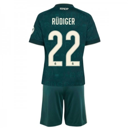 Levné Real Madrid Rudiger 22 Dětské Venkovní Fotbalové dresy 2026-27 Krátký Rukáv